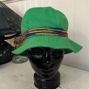1970s Vintage Happy Cappers bucket hat Green and White Cap